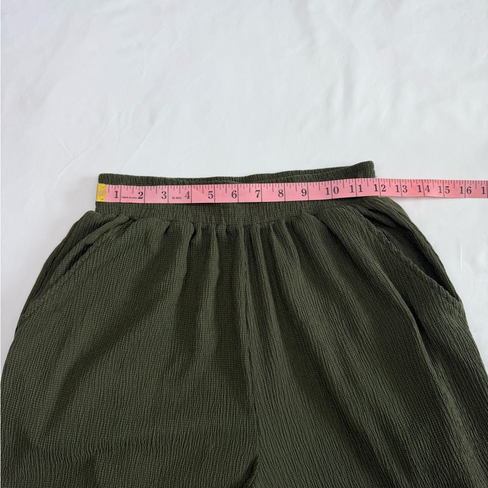 Olive Green Wide Leg Pants Lightweight Summer High Waist Comfy Small - Picture 6 of 9